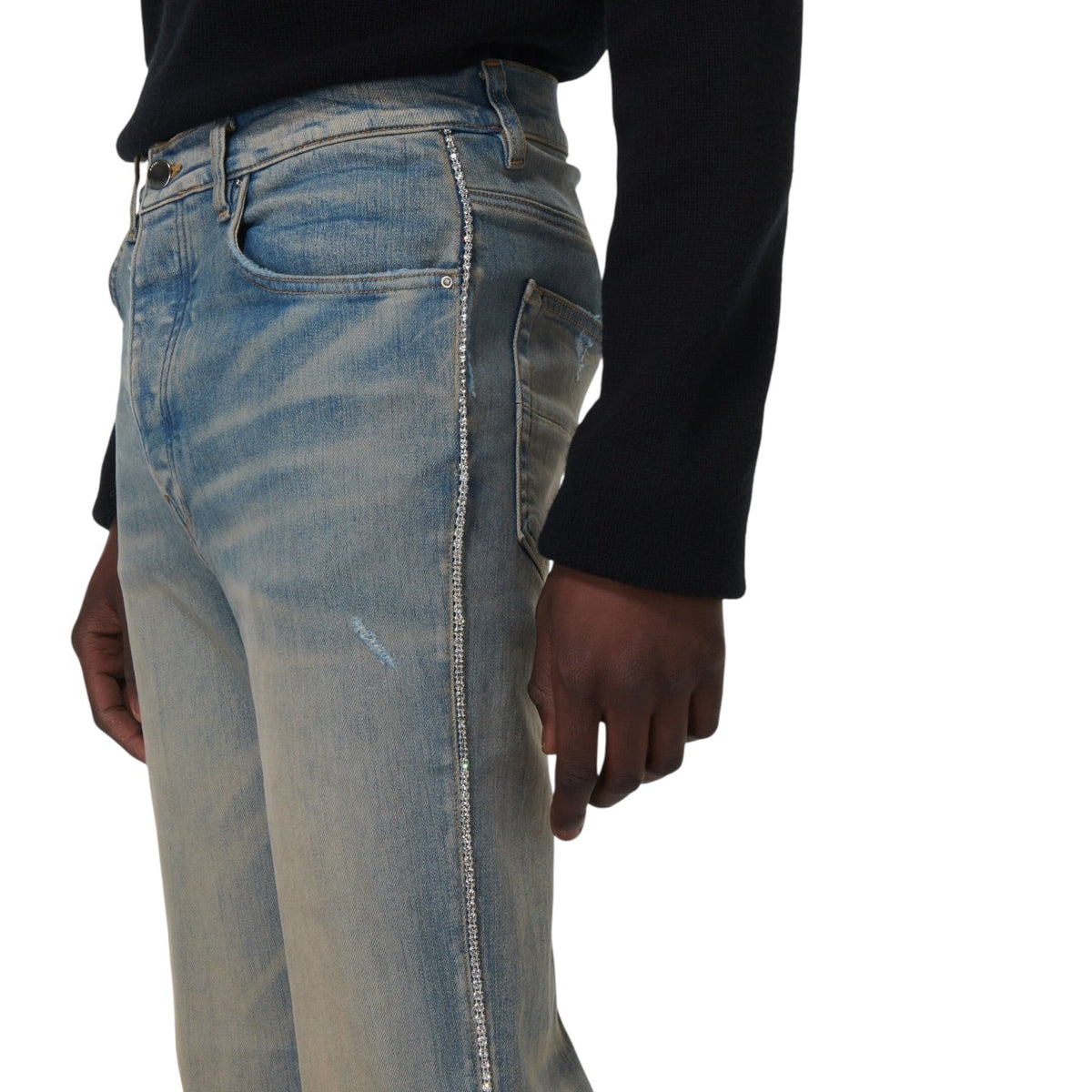 Amiri jean denim strass latéraux taille 34