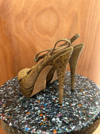 Yves Saint Laurent sandales talons plateforme cuir reptile taille 41
