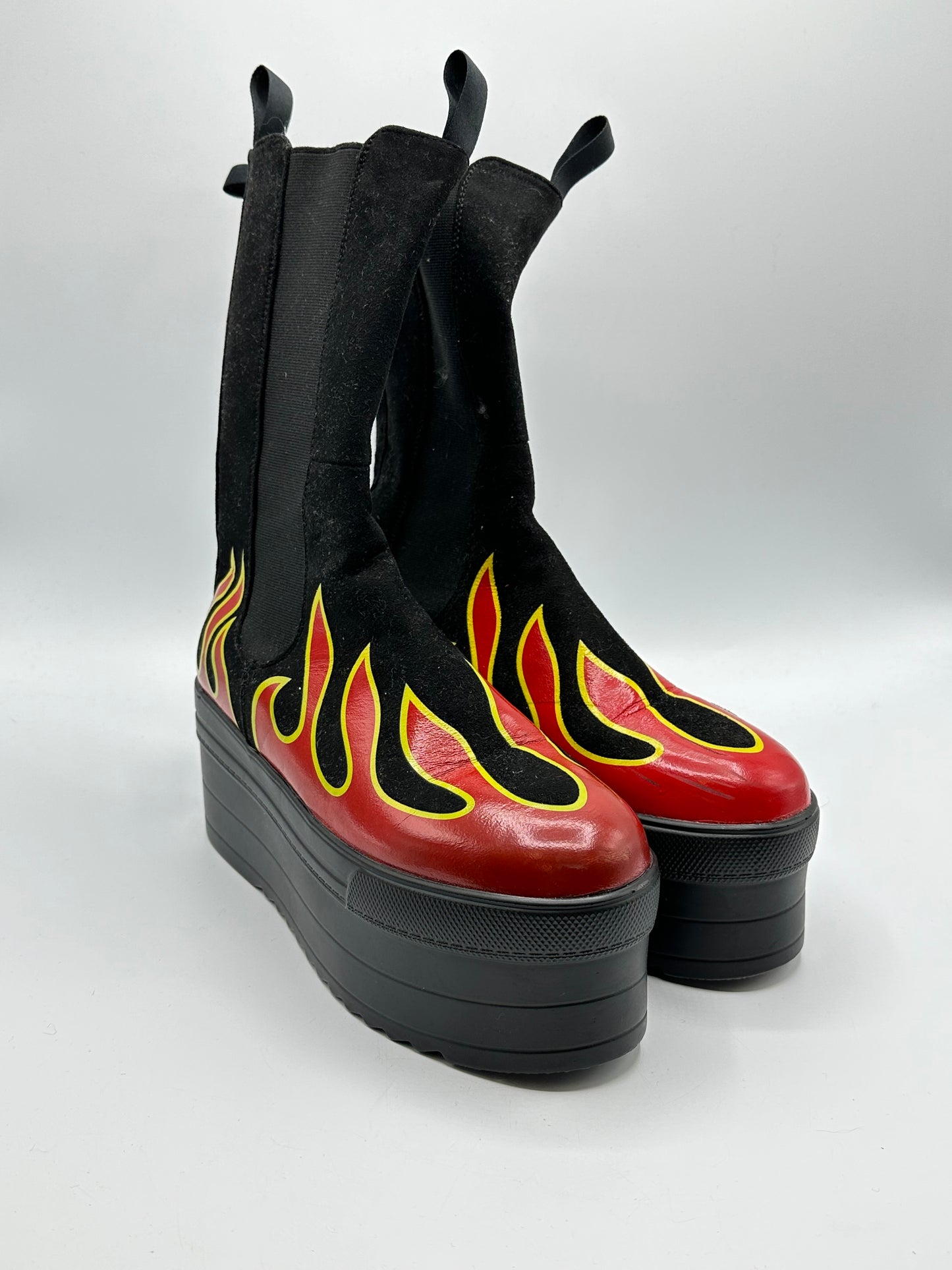 Bottines compensées flammes - 38