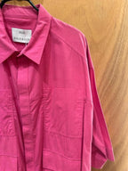 Chemise Due Diligence rose oversize coton poches style utilitaire taille M