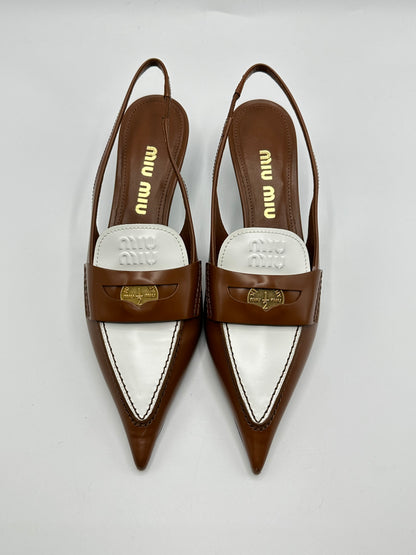 Escarpins MiuMiu cuir marron - 37.5