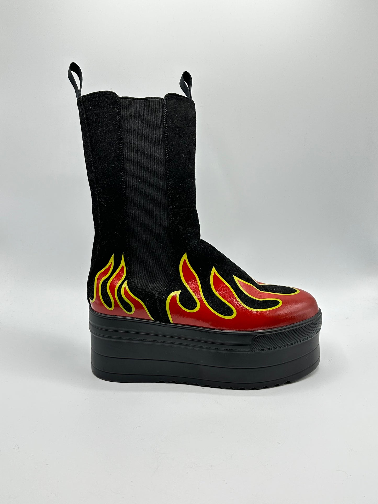 Bottines compensées flammes - 38