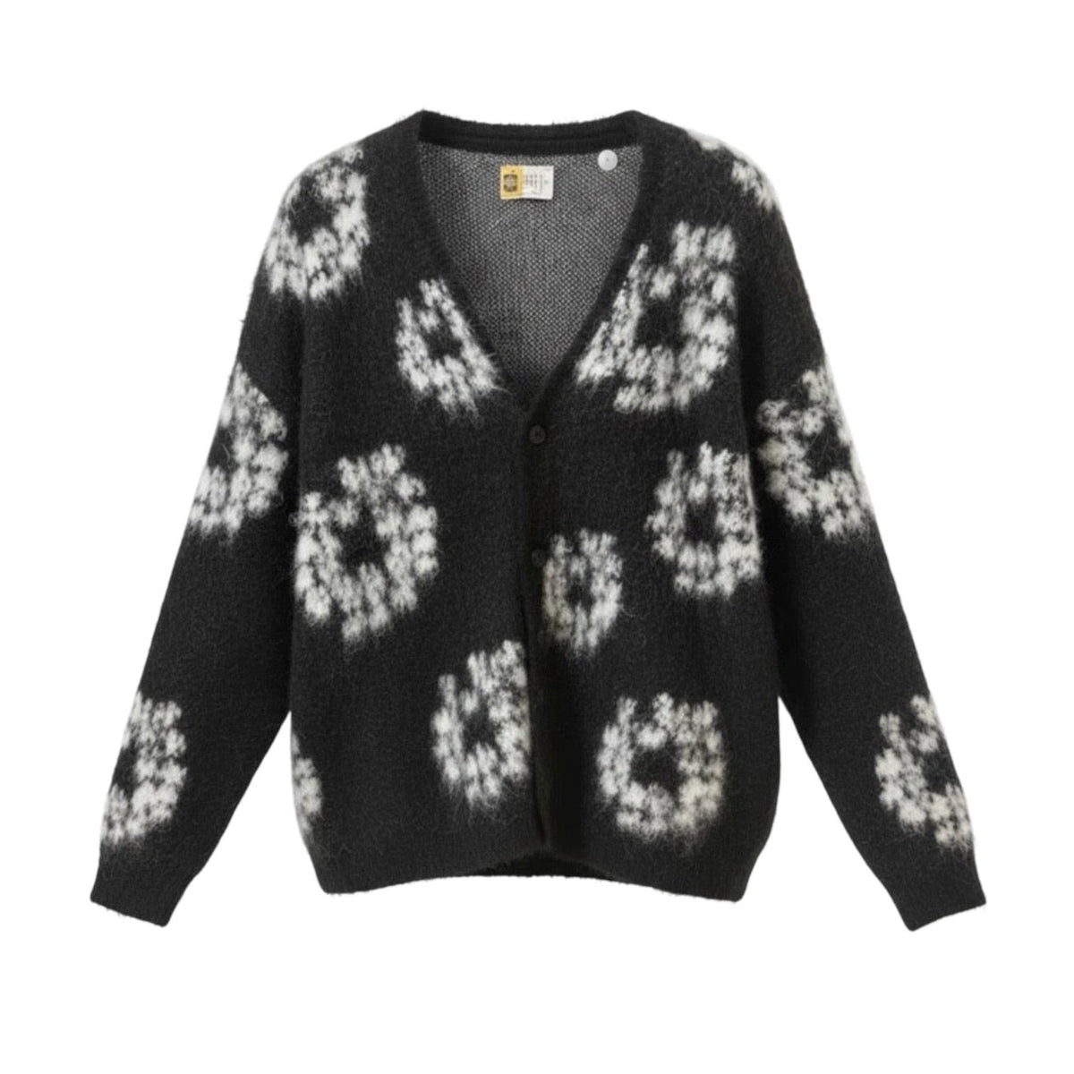 Cardigan Saint Michael Life Style maille duveteuse noir blanc - L