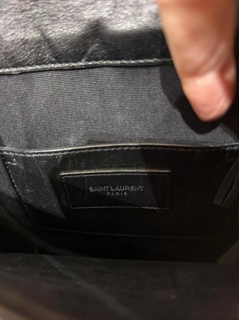 Sac Saint Laurent cuir noir clouté pampilles