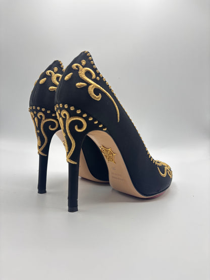 Escarpins satin noir Charlotte Olympia - 38