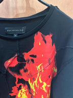 T-shirt Who Decides War flammes noir streetwear distressed oversize