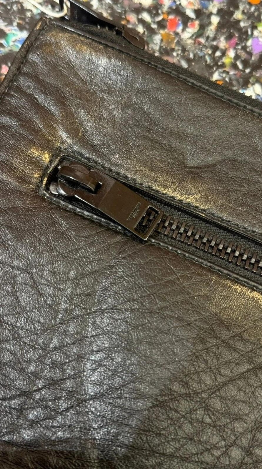 Pochette en cuir Saint Laurent