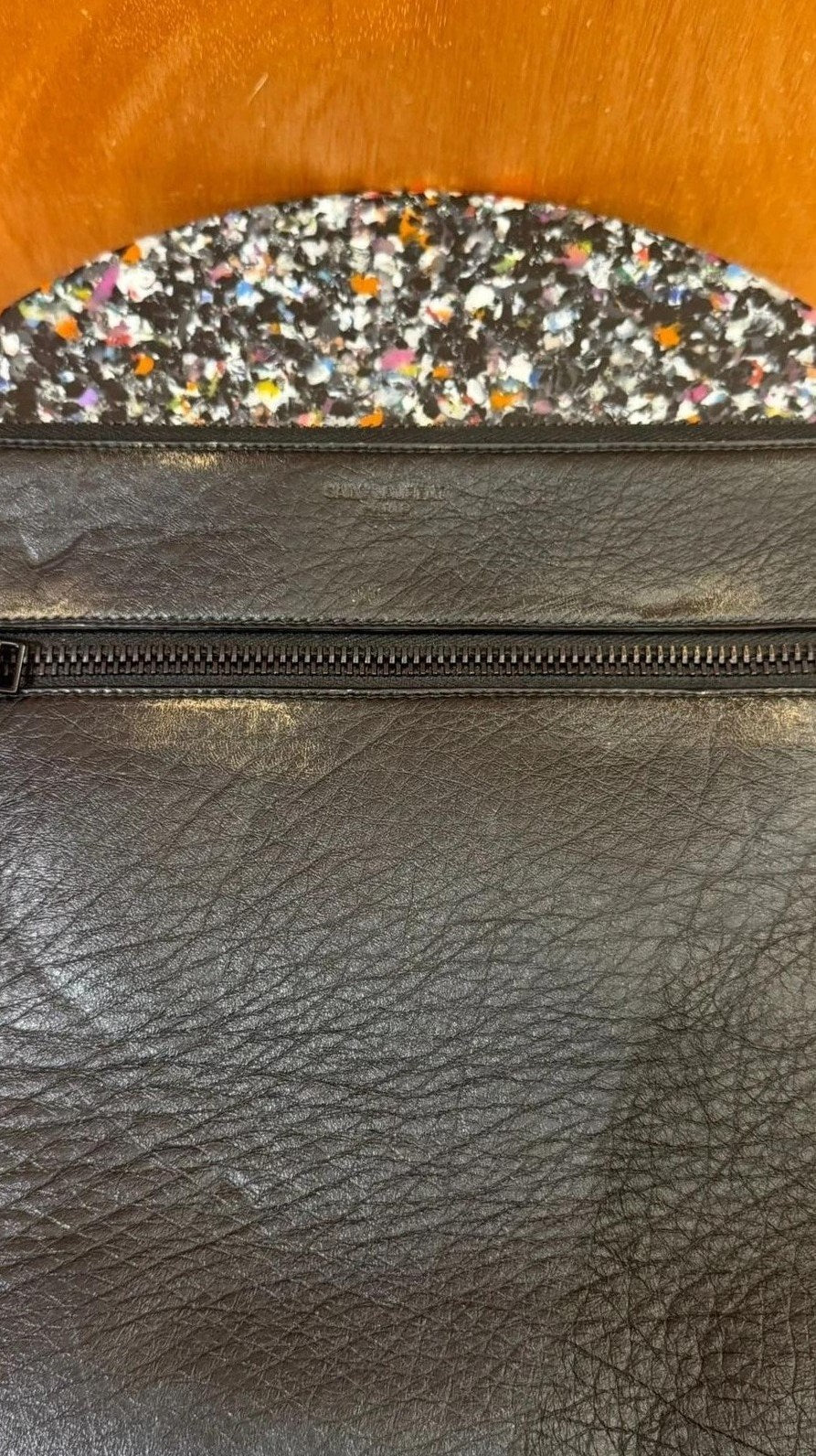 Pochette en cuir Saint Laurent