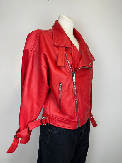 Veste en cuir rouge Maje - M