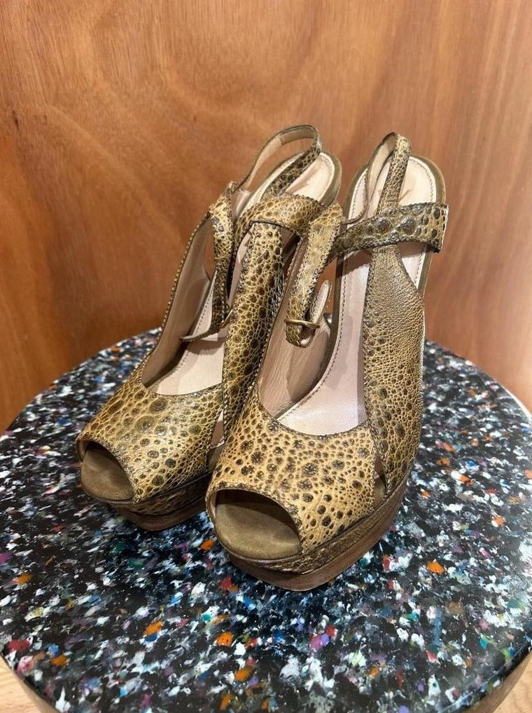 Yves Saint Laurent sandales talons plateforme cuir reptile taille 41