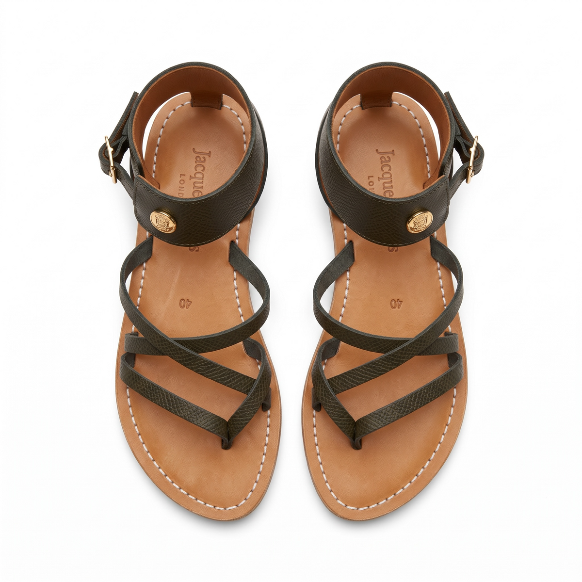 Sandales K.jacques x Longchamp kaki - Très bon état - 40