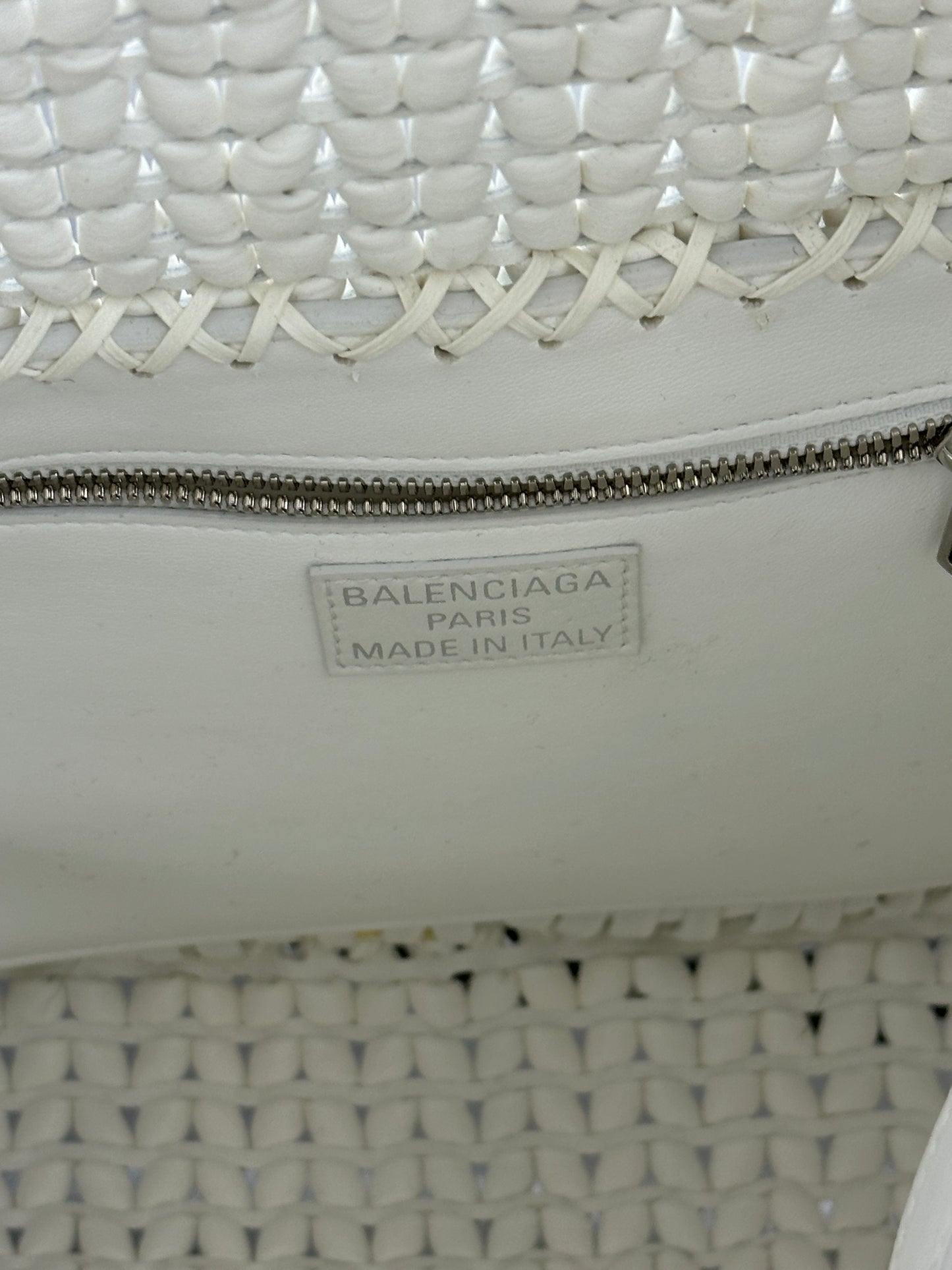 Sac à main cuir tressé blanc Balenciaga