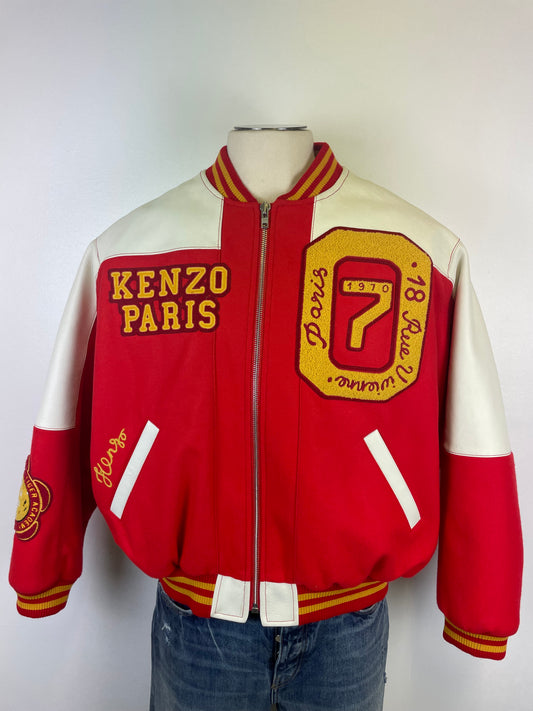 Veste teddy cuir rouge Kenzo - M