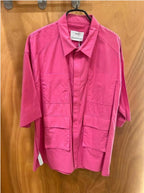 Chemise Due Diligence rose oversize coton poches style utilitaire taille M