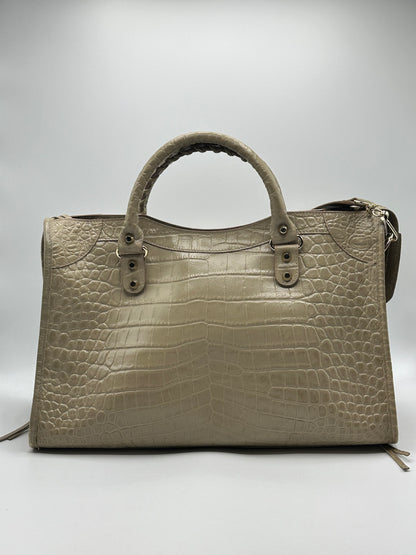 Sac à main Le City Balenciaga croco beige