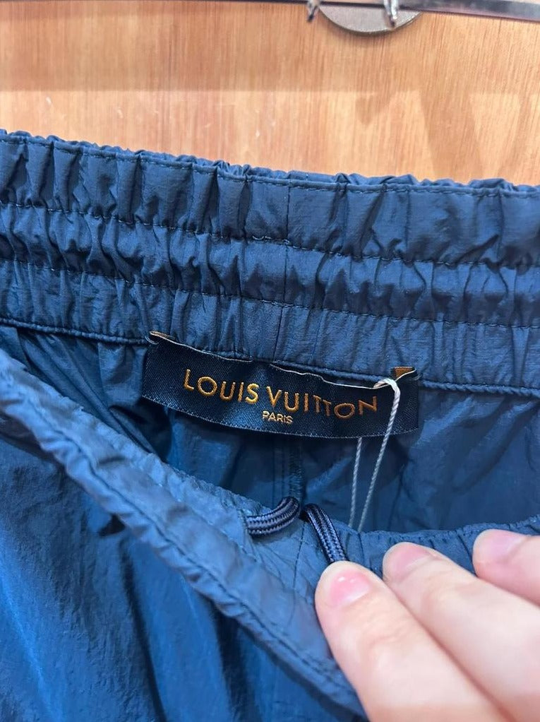 Pantalon cargo Louis Vuitton nylon bleu marine