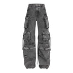 THE ATTICO Pantalon cargo en denim délavé