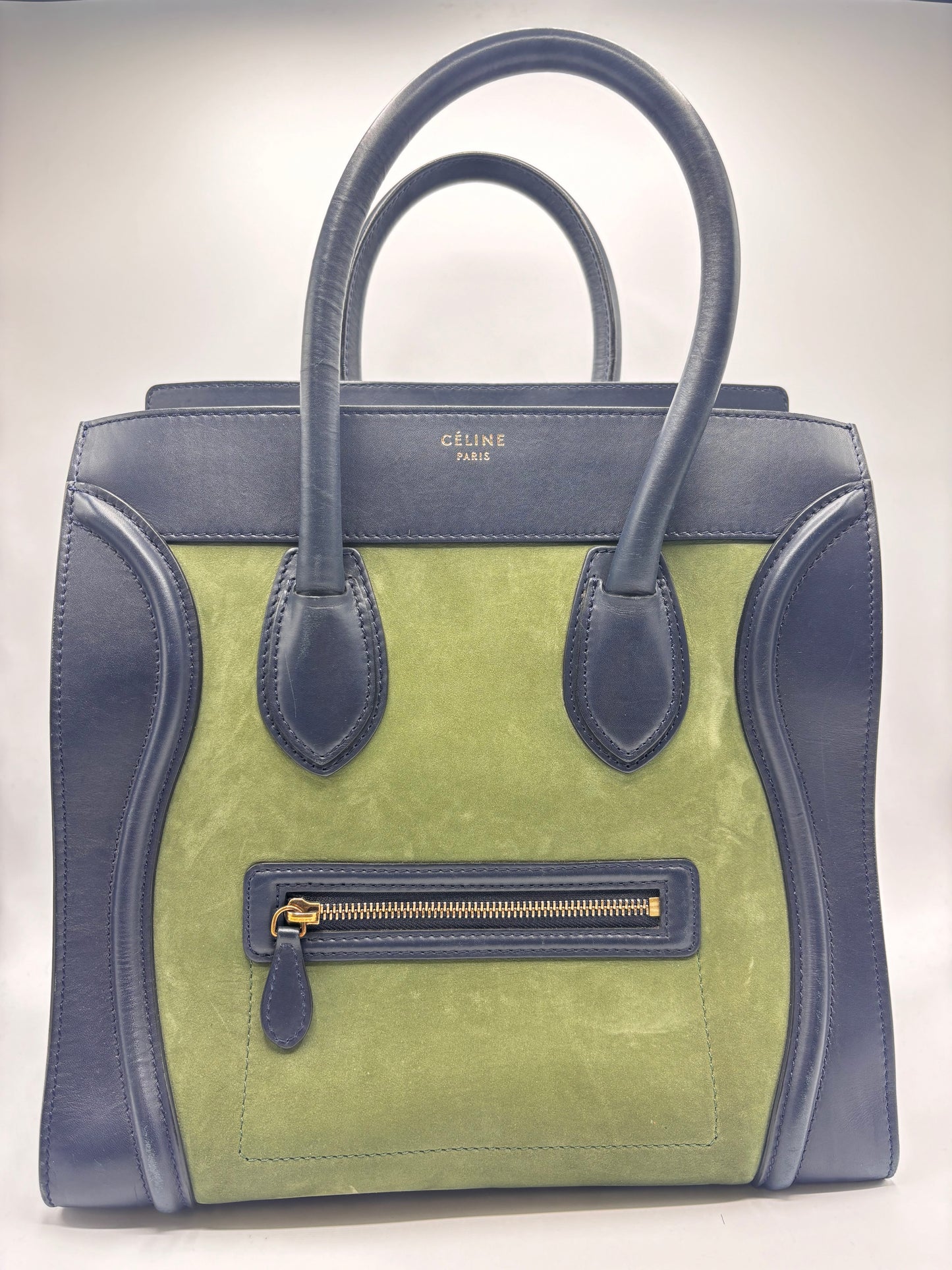 Sac à main Luggage Micro bleu vert Céline