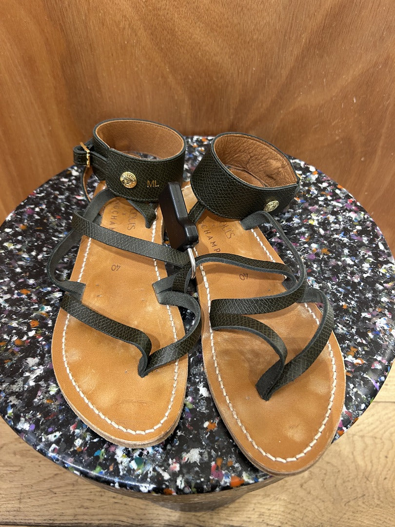 Sandales K.jacques x Longchamp kaki - Très bon état - 40