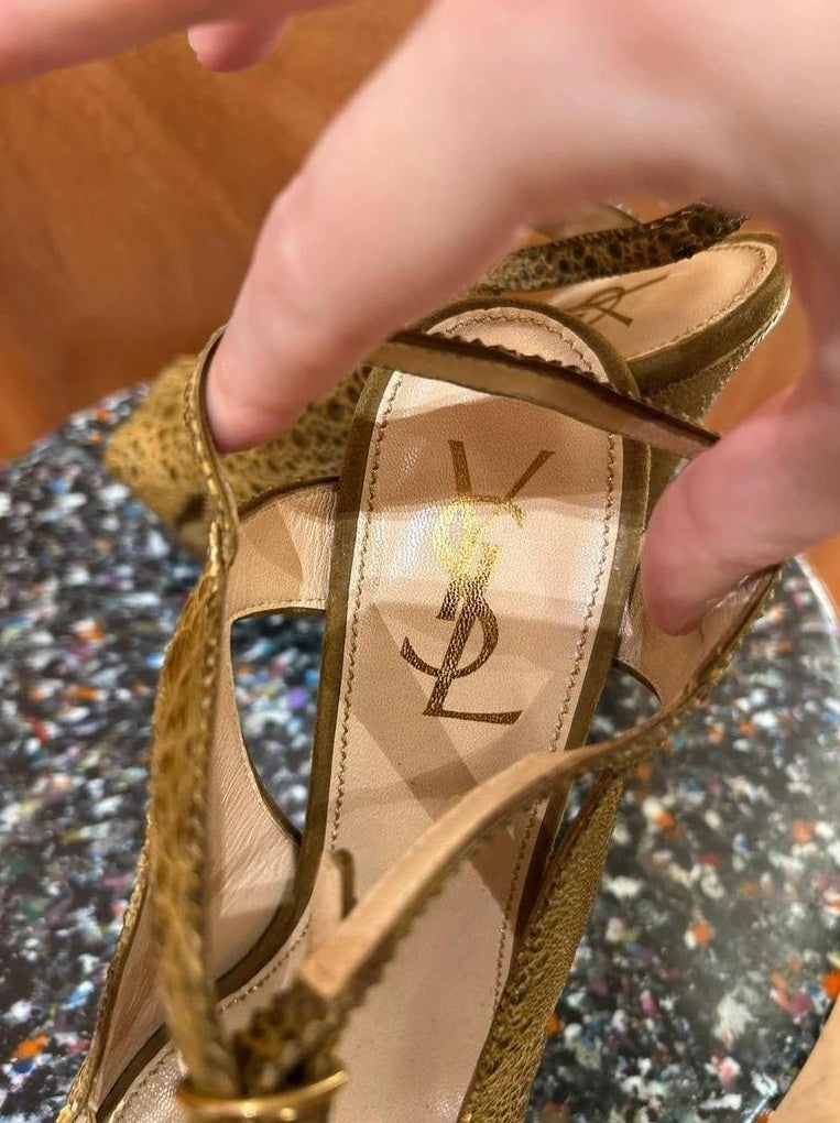 Yves Saint Laurent sandales talons plateforme cuir reptile taille 41