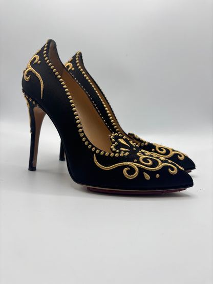 Escarpins satin noir Charlotte Olympia - 38