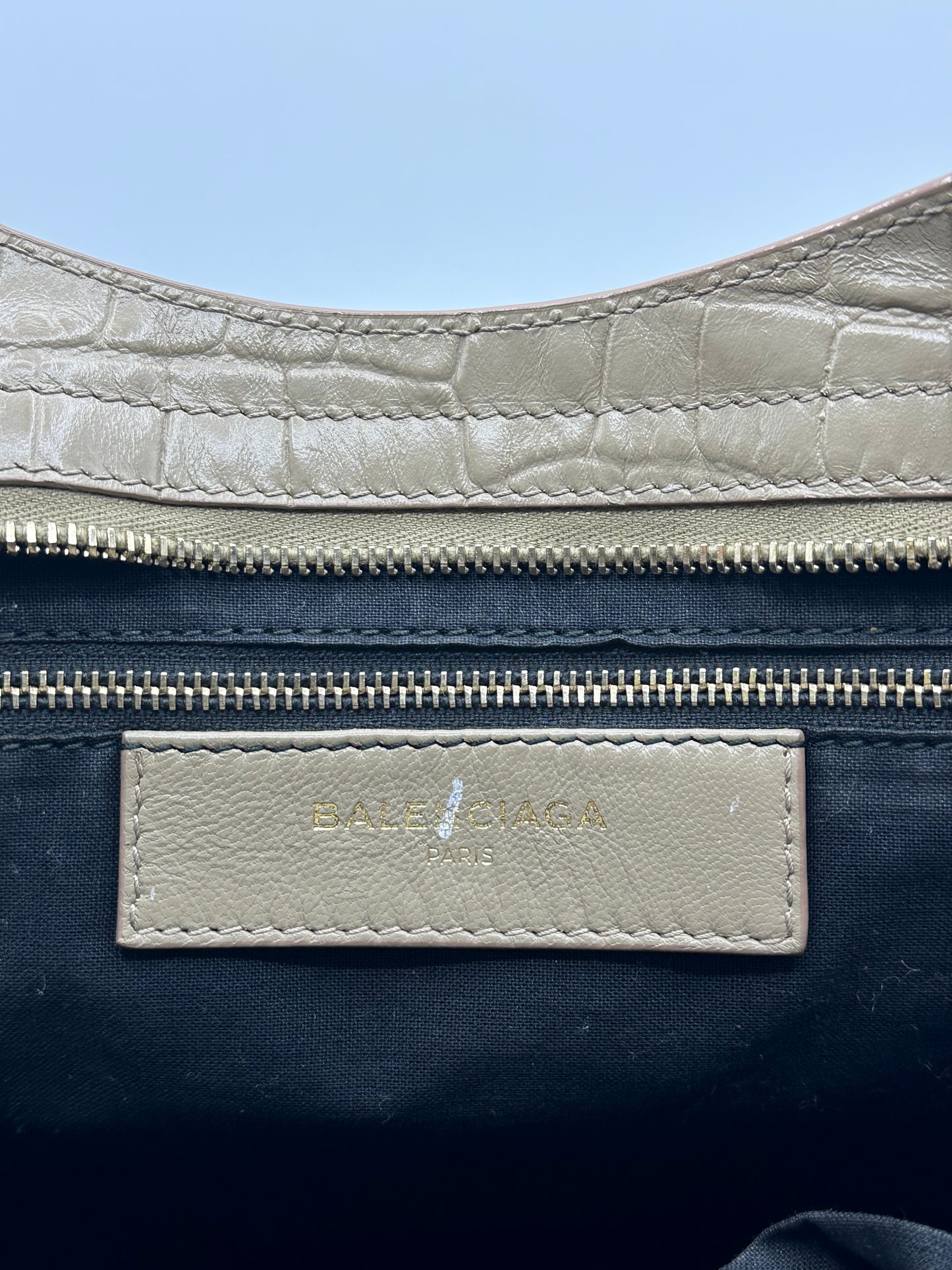 Sac à main Le City Balenciaga croco beige