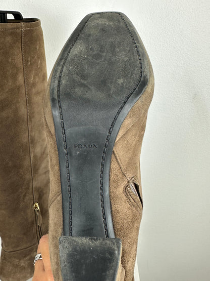 Bottes à talon cuir suede Prada - 36.5