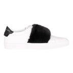 Sneakers Givenchy Paris cuir blanc bande fourrure noire – T36