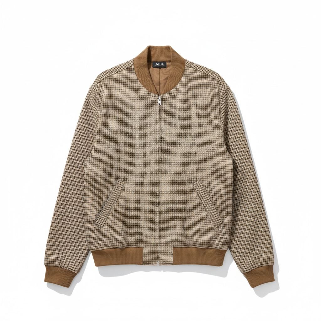 Blouson A.P.C. bomber pied-de-poule beige 