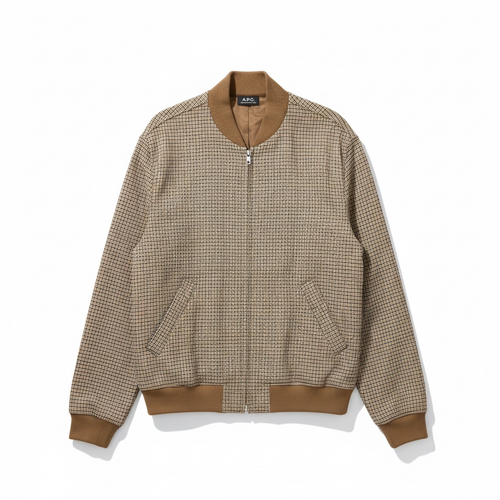Blouson A.P.C. bomber pied-de-poule beige 