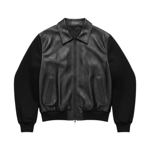 Blouson Louis Vuitton en cuir monogram noir