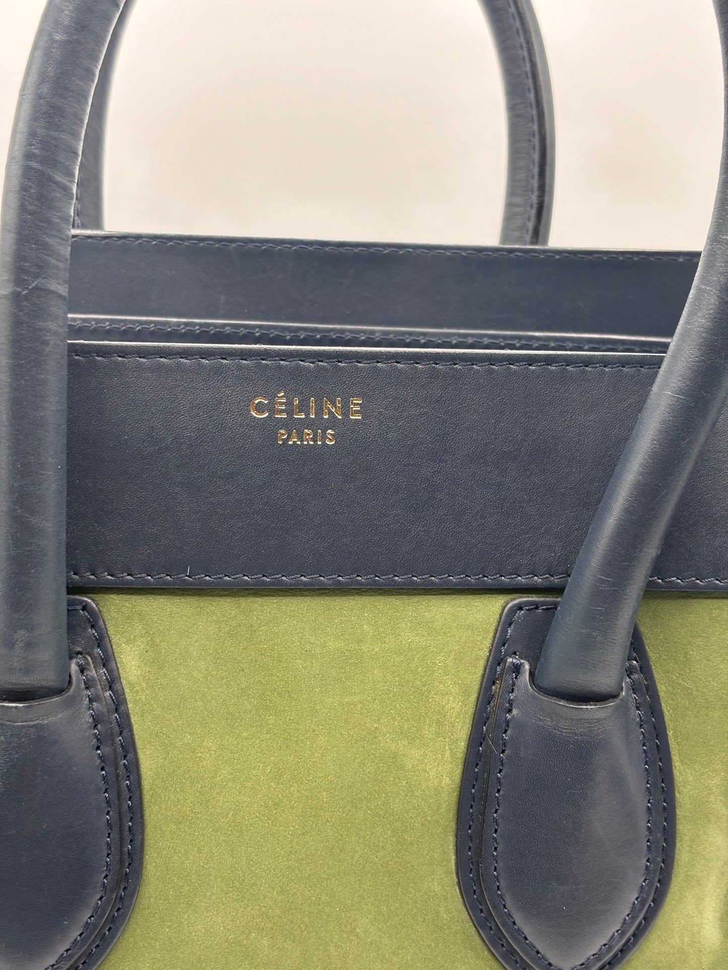 Sac à main Luggage Micro bleu vert Céline