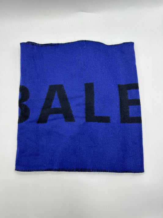 Echarpe en laine monogramme bleue Balenciaga