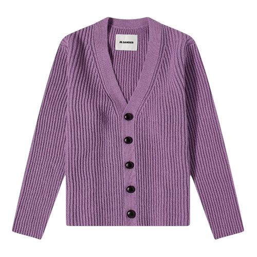 Cardigan Jil Sander laine coton lilas maille luxe oversize
