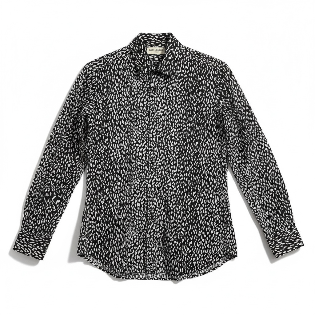 Chemise Saint Laurent imprimé léopard noir et blanc