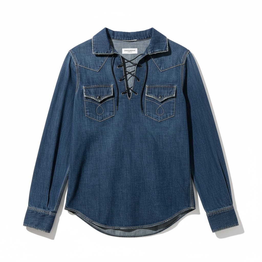 Chemise Saint Laurent denim western lacée