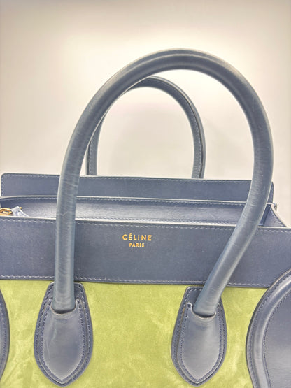 Sac à main Luggage Micro bleu vert Céline