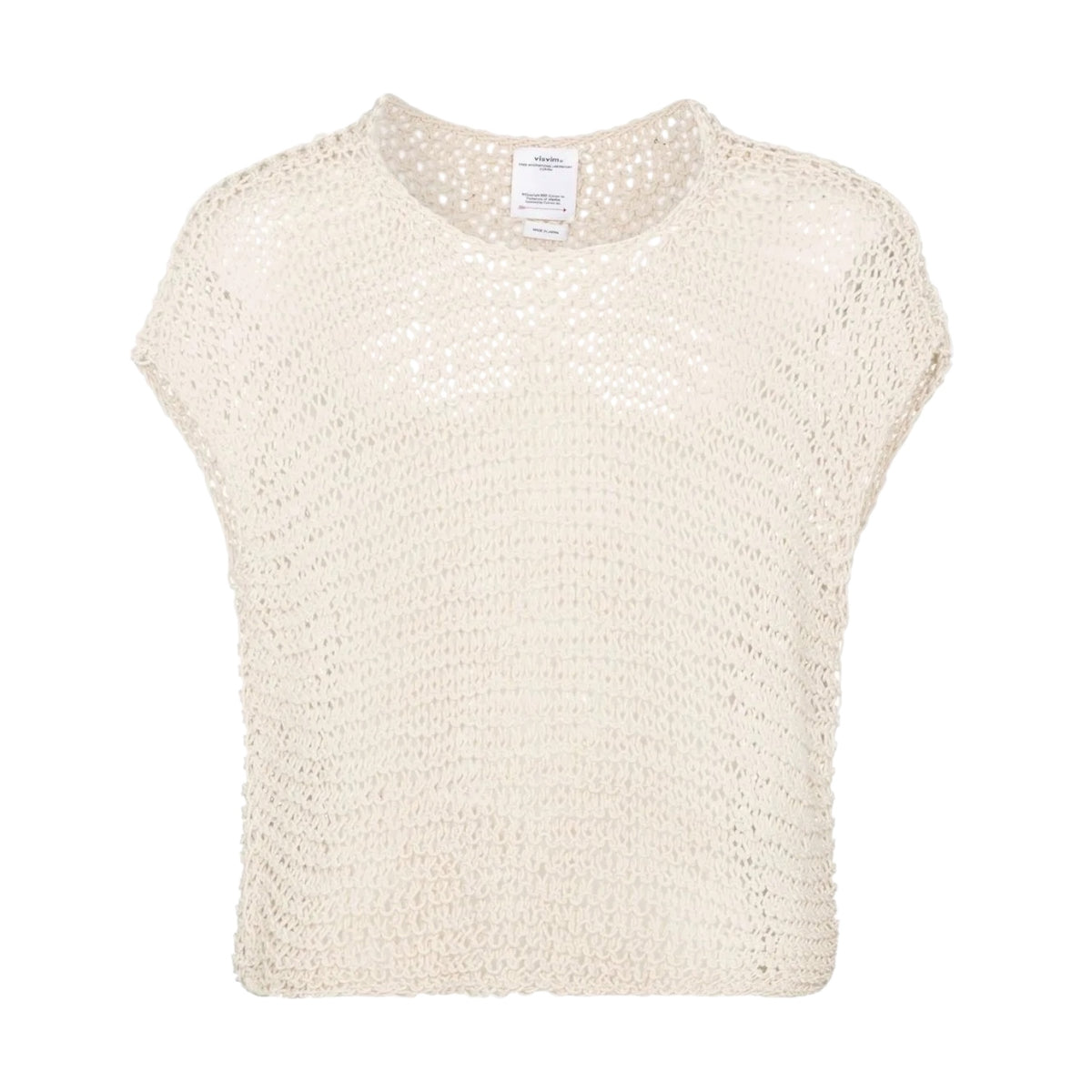 Top crochet Visvim ivory hand knit lattice vest boho luxe