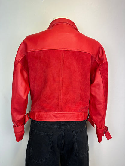 Veste en cuir rouge Maje - M