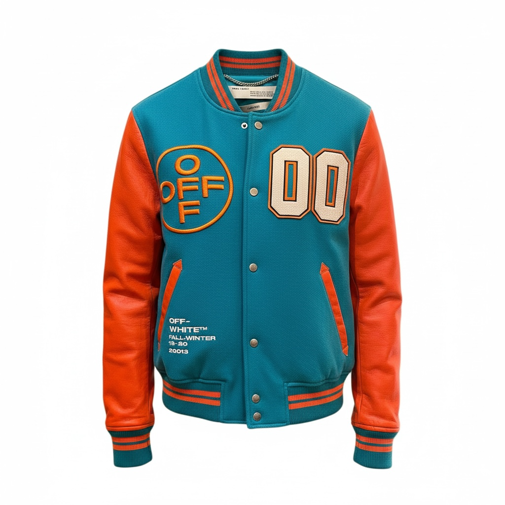 OFF WHITE Blouson varsity en laine et cuir