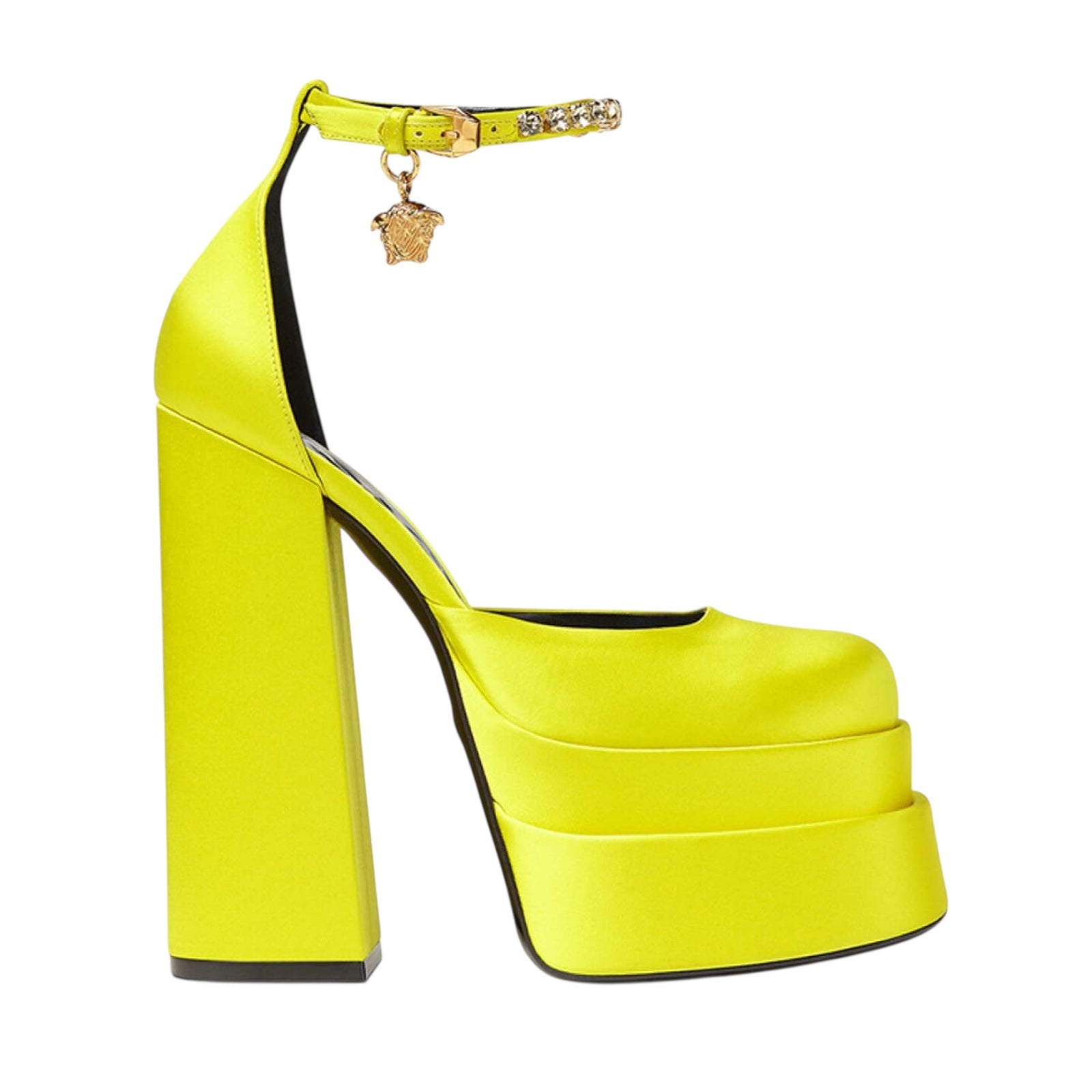 Escarpins plateforme Versace satin jaune Medusa