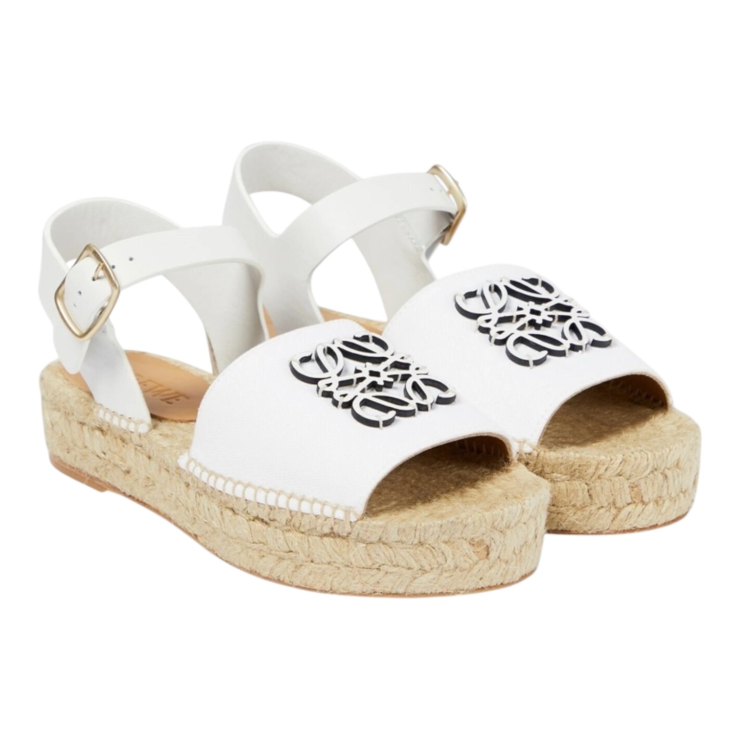 Espadrilles Loewe compensées blanches Anagram cuir toile