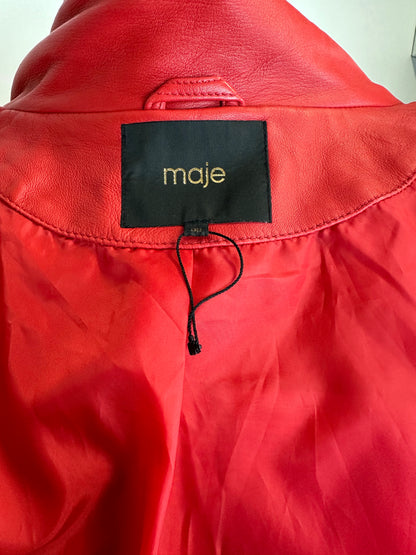 Veste en cuir rouge Maje - M