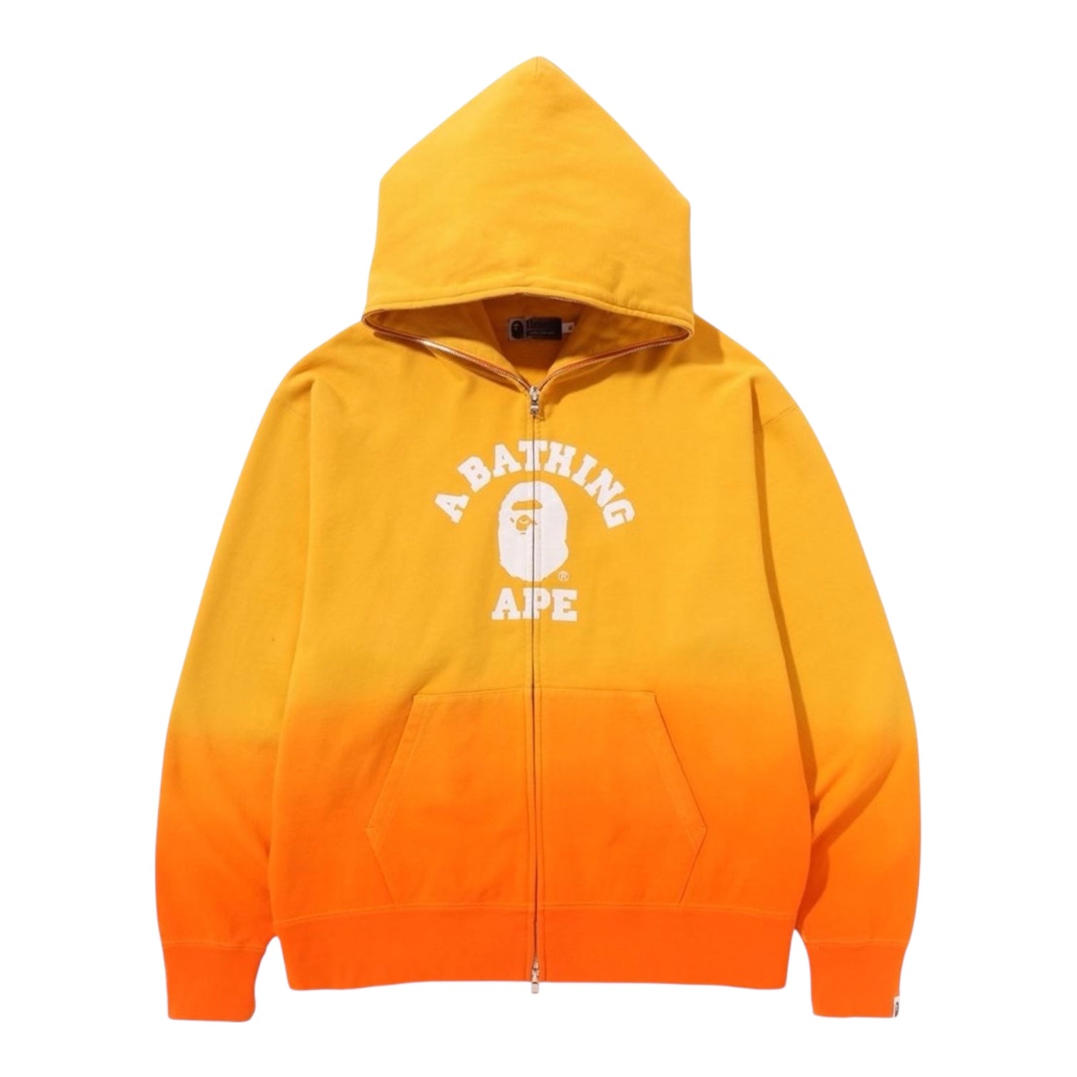 Hoodie BAPE zip dégradé jaune orange streetwear
