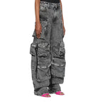 THE ATTICO Pantalon cargo en denim délavé