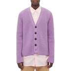 Cardigan Jil Sander laine coton lilas maille