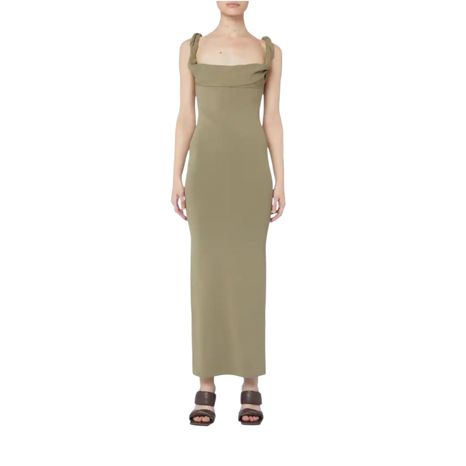 Robe longue Jacquemus kaki drapée dos ouvert