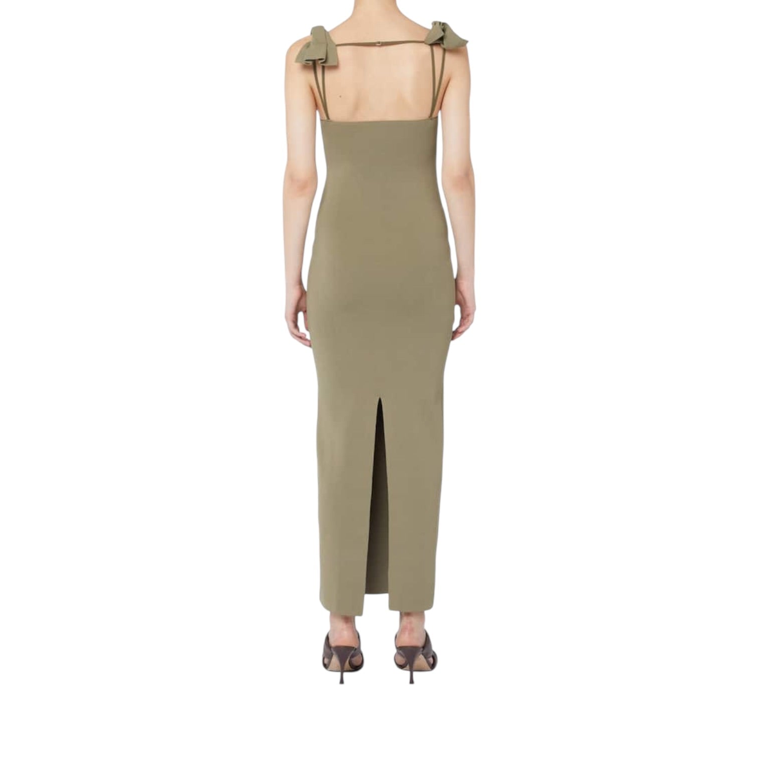 Robe longue Jacquemus kaki drapée dos ouvert