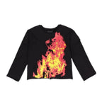 T-shirt Who Decides War noir à imprimé flammes