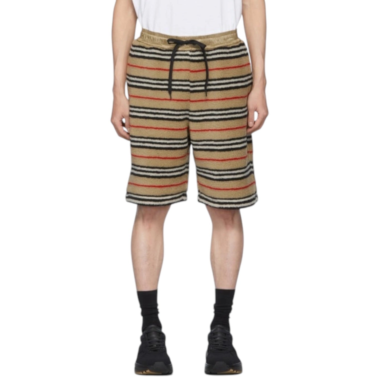 Burberry short teddy rayé – beige noir rouge